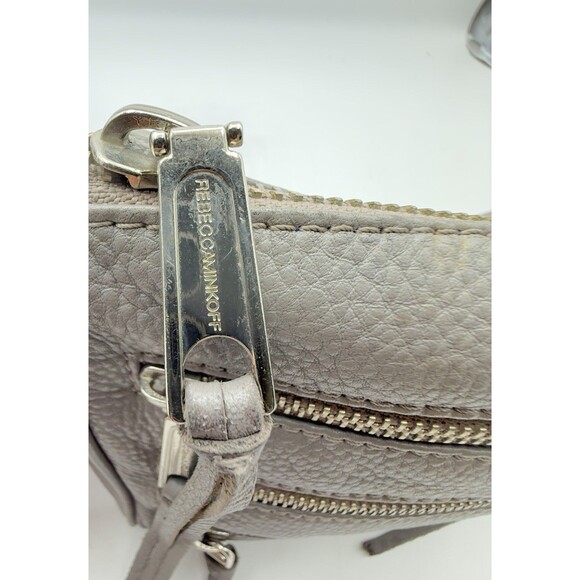 Rebecca Minkoff Smokey Grey Pebbled Leather 3-zip Rocker Studded Crossbody Bag - Picture 7 of 12